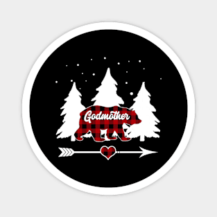 Godmother Bear Buffalo Red Plaid Matching Family Christmas Magnet